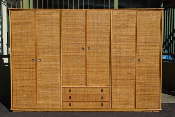Large rattan and bamboo wardrobe by Dal Vera Italy, Gold (photo 2 of 10)