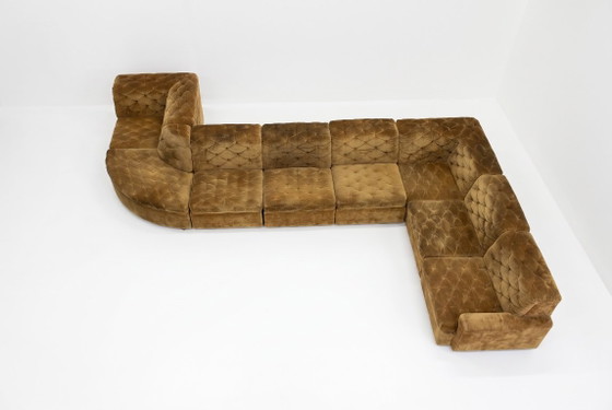 Canapé sectionnel modulaire vintage en velours des années 70 par Laauser, ensemble de 9, Canapés modulables (photo 11 sur 11)