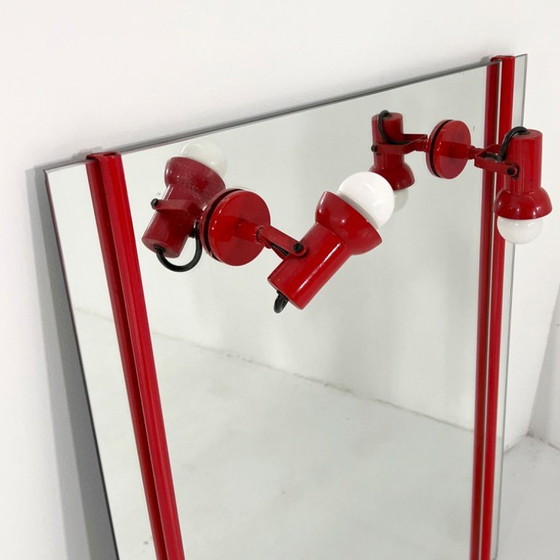 Image 1 of Red Vanity Mirror in Metal, 1970s