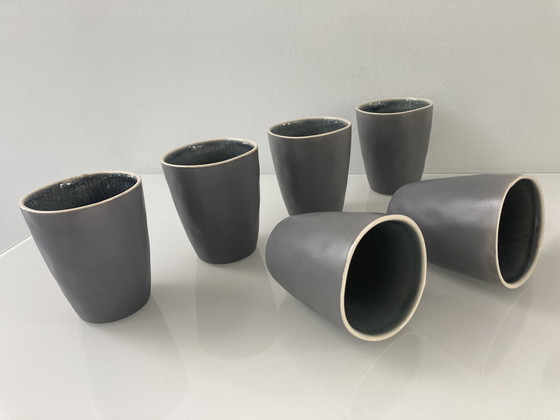 Image 1 of Set Of Six Blue Gray Espresso Cups