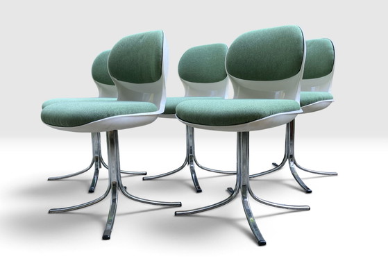 5 Vintage Shell Chairs Stoll Giroflex 7054 – Dining chairs, Plastic, Chrome (photo 5 of 8)