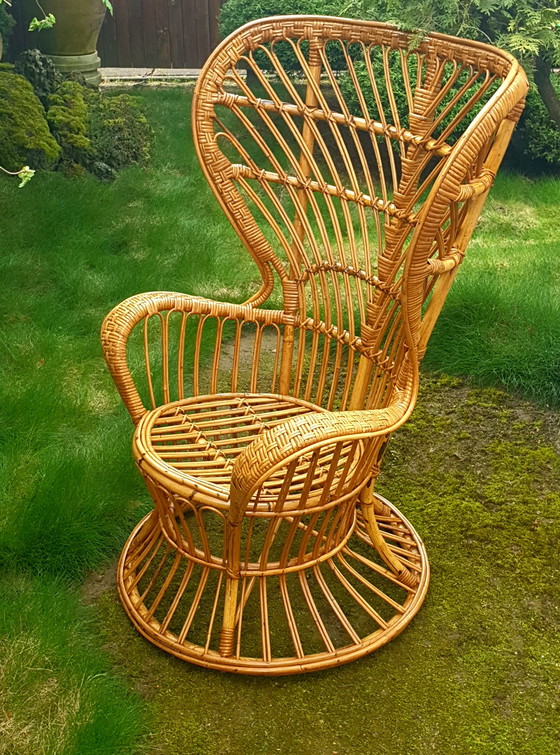 Image 1 of Beau Fauteuil Vintage En Rotin Gio Ponti Années 50 Bonacina