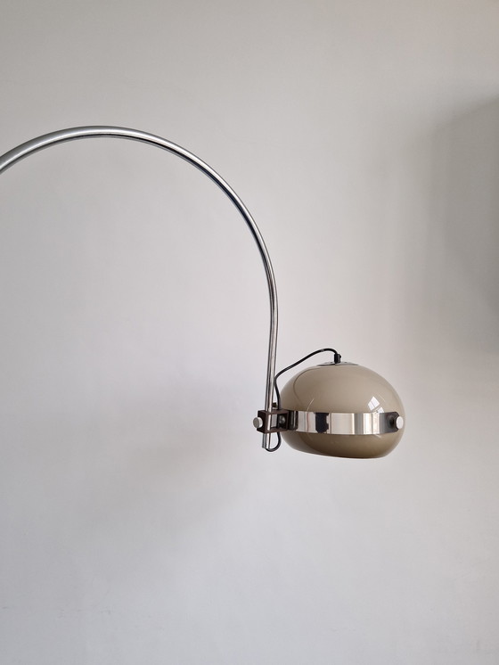 Image 1 of Lampada ad arco vintage cromata a forma di fungo, design Dijkstra