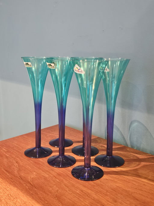 Haute Cristal Champagne Bleu Violet Vert Vintage