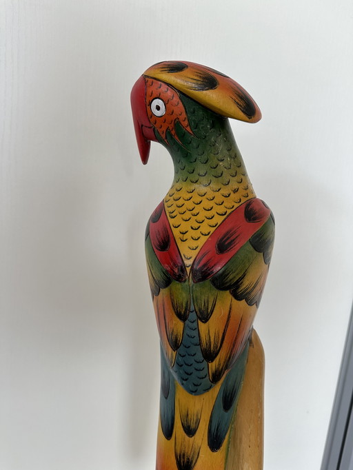 Vintage sculpture balsa wood parrot