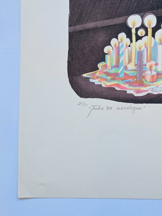 Sérigraphie Vintage - 1989, Lithographies et sérigraphies, Papier, Multicolore (photo 4 sur 5)