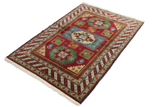 Origineel handgeknoopt oud Kazak tapijt 160 x 110 cm