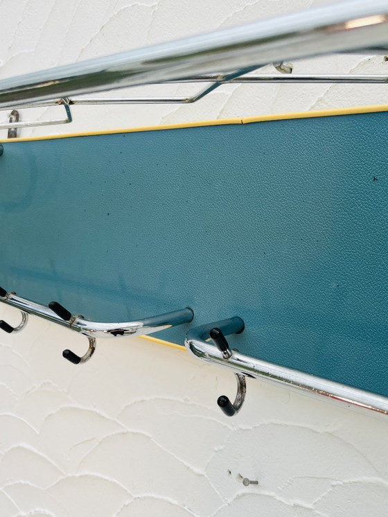 Image 1 of Appendiabiti da parete vintage blu e cromato