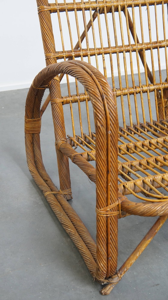 Image 1 of French rattan vintage design armchair from the 1950s