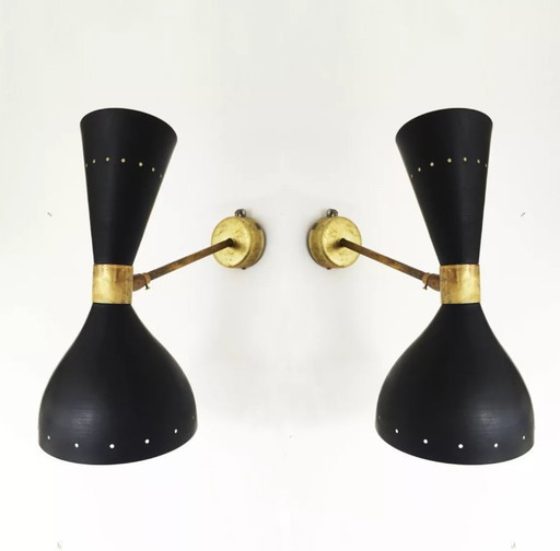 Pair of large Italian wall sconces, 1950s design