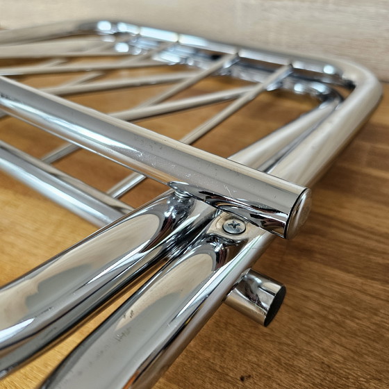 Image 1 of Vintage Zack Design Bauhaus Magazine Rack 80s Chrome