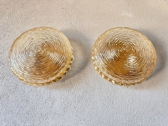 Image 1 of Vintage paar amber muurlampen