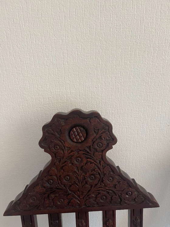 Image 1 of Pakistani Chiniot hand-carved rosewood chairs with Savonarola-inspired folding form