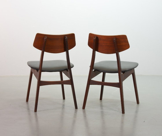 Image 1 of Elegante set di 2 sedie da pranzo in legno di teak Webe di Louis van Teeffelen, 1960.