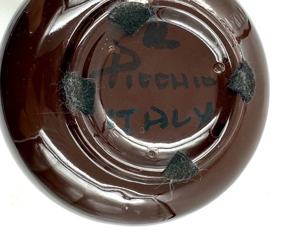 Image 1 of Mid Century moderne vaas / kan van bruin keramiek, Il Picchio Italië 1970