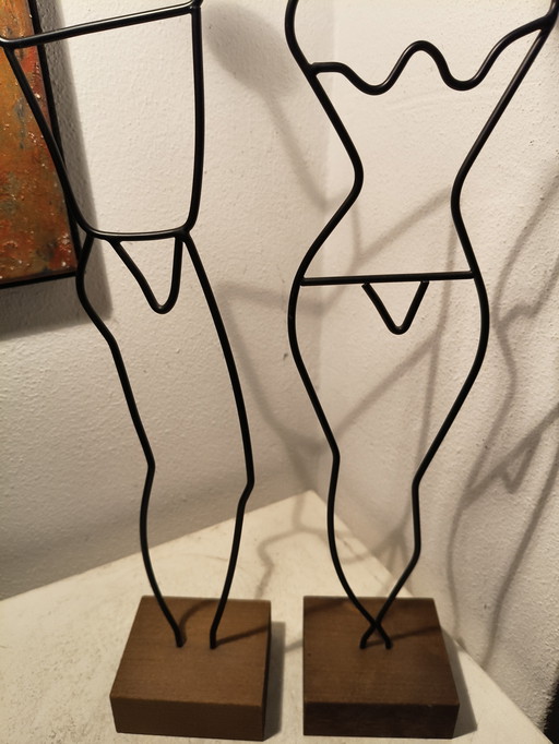 Vintage design eighties Laurids Lonborg draadstasl sculptures