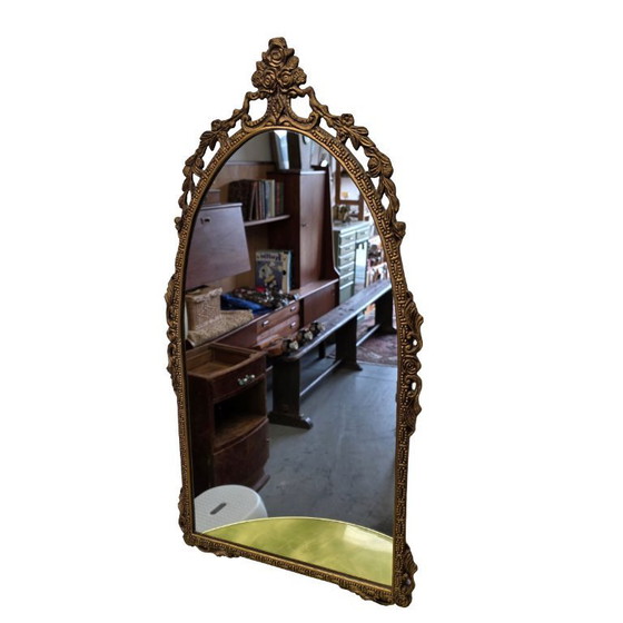 Image 1 of Vintage brass wall console with mirror