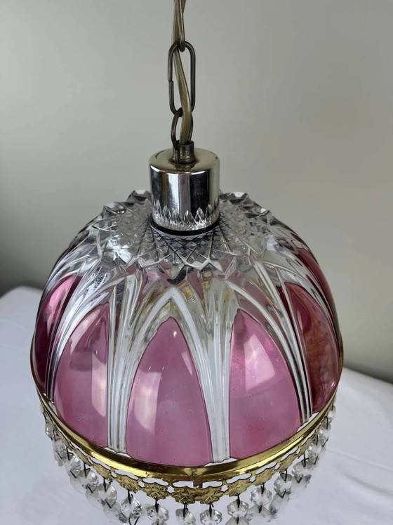 Suspension en verre taillé avec pampilles – Crystal, Glass, Art Deco (photo 3 of 10)