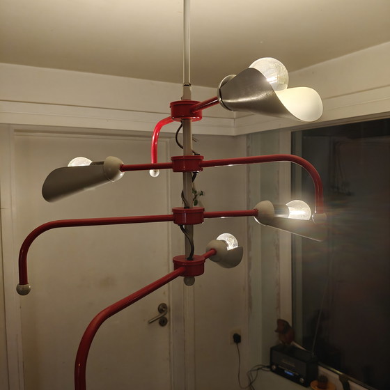 Image 1 of Vintage Adjustable Modernist Chandelier – Sculptural Multi Arm Ceiling Lamp – Atomic Design – Statement Piece