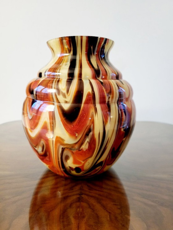 Image 1 of Art deco opaline glazen vaas, Verreries de Scailmont, Henri Heemskerk, België