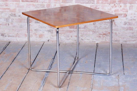 Restored Bauhaus Table, by Robert Slezák, Caucasian Walnut, Chrome, Czech, 1930s – Side tables, Metal, Wood (photo 9 of 9)