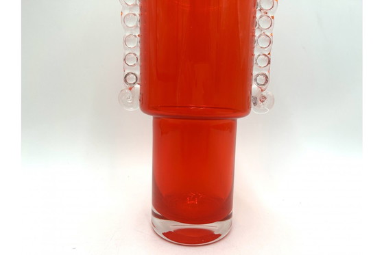 Image 1 of Vaso in vetro vintage rosso, vetreria Tarnów, Polonia, anni '70