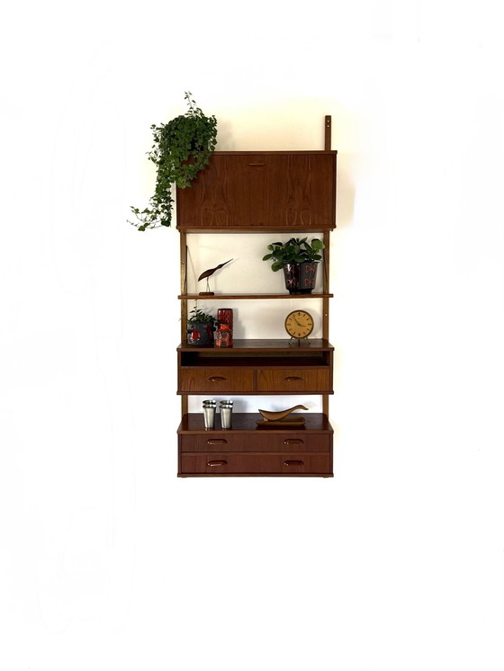 Image 1 of Vintage Danish modular teak wall system '60