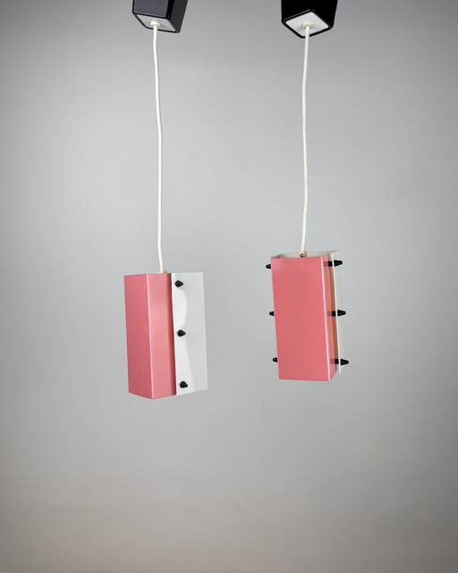 Lampe pendante Space Age, Acrylique, 1960s, Mid Century, Lampe Vintage, Rose-Blanc, Allemagne, 50s, Pop Art, Minimalisme, Indust
