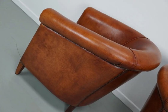 Image 1 of Vintage Nederlandse cognackleurige leren clubfauteuil, set van 2
