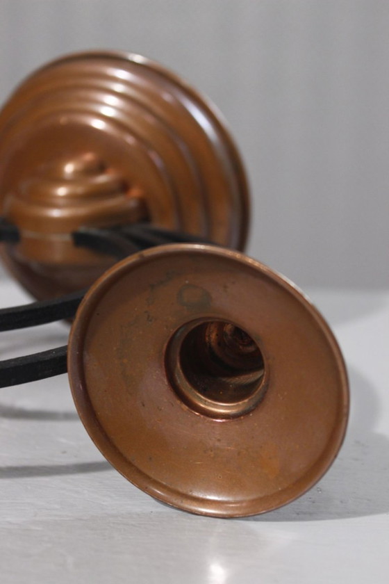 Image 1 of Portacandele modernista in rame e ferro, Villedieu, Francia, anni '30, Art Déco