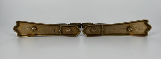 Image 1 of 2x Art Nouveau Art Déco Support de tringle à rideaux laiton bronze