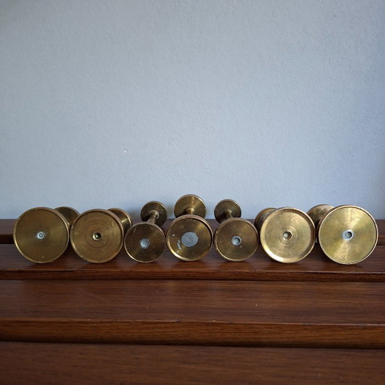 Vintage Brass Candle Holders Mid Century Scandinavian Design. 7 pieces (photo 7 of 8)