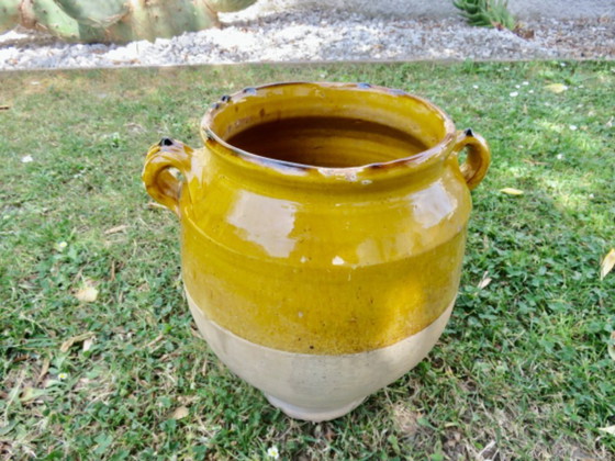 Image 1 of Glazed terracotta oil jar/confectionery pot, southwest France, late 19th century