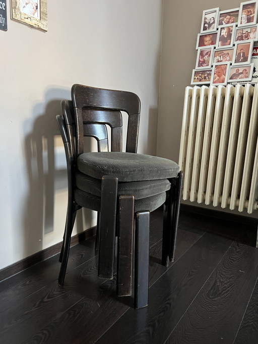 3 x Bruno Rey chair stoelen gestoffeerd met grijze strepen