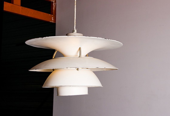 Image 1 of Danish suspension lamp in brushed metal, Model PH 6 ½ -6V Called "Charlottenborg" by Poul Henningsen for Louis Poulsen