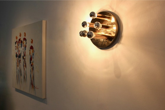 Messing Plafondlamp of Wandlamp, Glashütte, Glashütte Limburg, Wandlampen (foto 4 van 10)