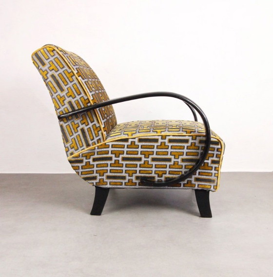 Image 1 of 2x Fauteuils "Gold Tetris" van Jindrich Halabala