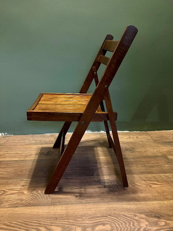 Image 1 of Set von 2 original italienischen Vintage Klappstühlen aus Massivholz 