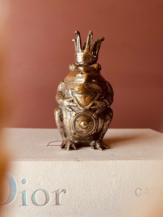 Image 1 of Bronze Frog Prince candlestick