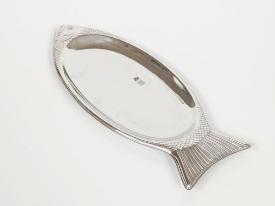 Image 1 of Piatto da portata vintage WMF Cromargan per pesce, stoviglie tedesche in acciaio inossidabile
