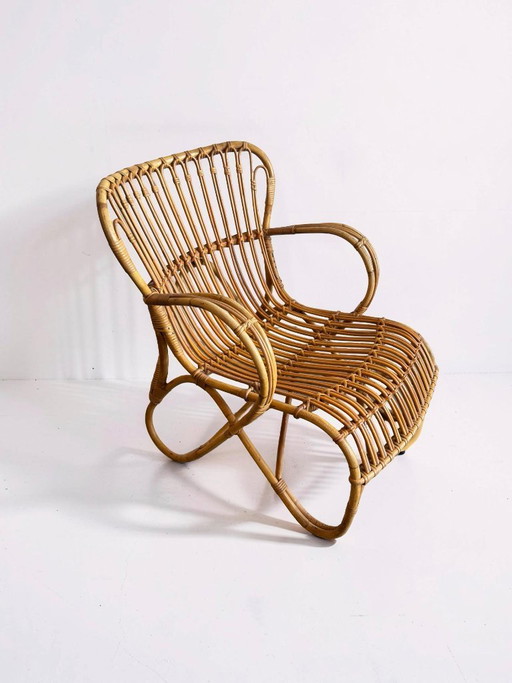 Fauteuil lounge en rotin de Dirk van Sliedregt pour Rohé, 1960