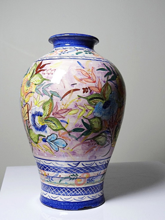 Vaso vintage portoghese in terracotta smaltata con decorazione floreale dipinta a mano. – Vasi, Ceramic (photo 6 of 13)