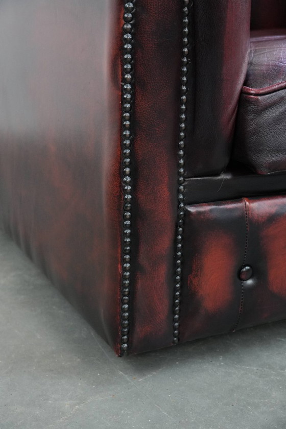 Image 1 of Englischer Chesterfield-Ledersessel auf Rollen, verziert mit Ziernieten