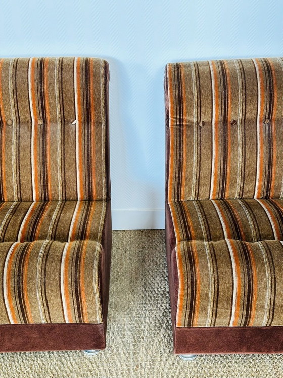 Image 1 of Vintage modulaire fluwelen bank, jaren 70, set van 5