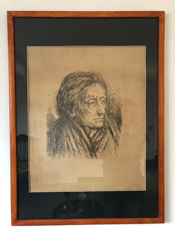 Image 1 of Original Expressionist Etching, 1914 – Contemplative Portrait of an Elderly Man