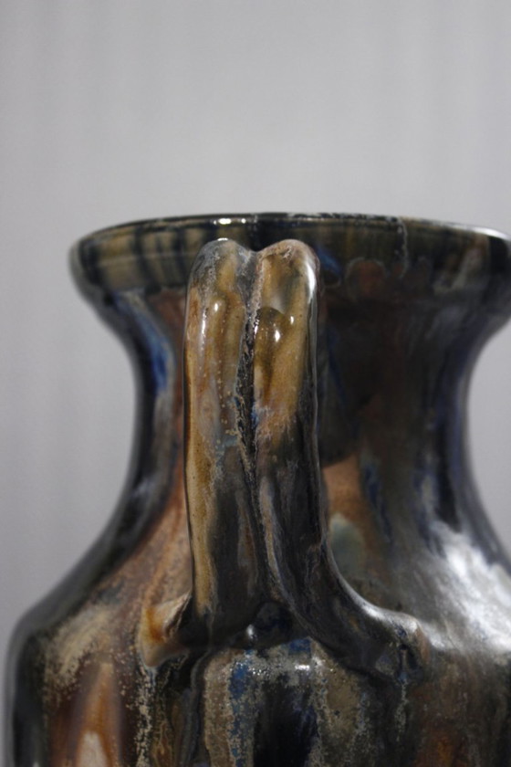 Image 1 of Amphora vase in art deco stoneware Poteries Renault Argent-sur-Sauldre (Cher) circa 1930