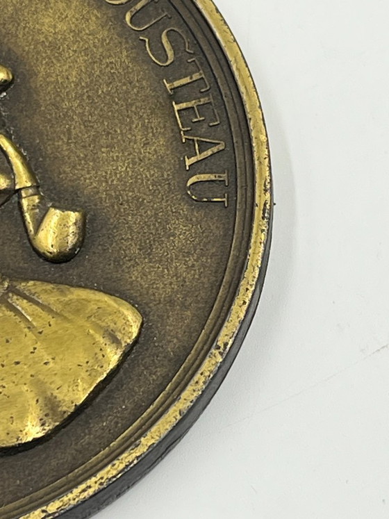 Kommandant Jacques-Yves Cousteau Medaille von R. Duboc, Robert Laffont, Dekorative Objekte, Bronze, Gold (Foto 5 von 9)