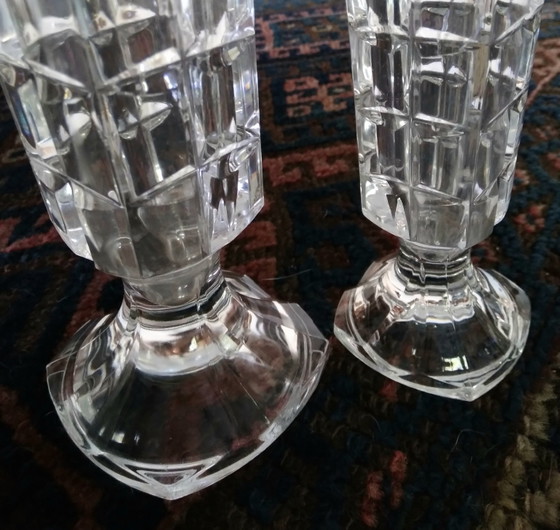 Image 1 of Set of Cristal d'Arques crystal vases, waffle pattern, 1970s