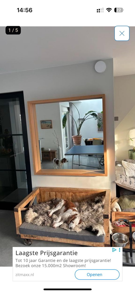 Specchio rovere chiaro, 128 x 128 cm