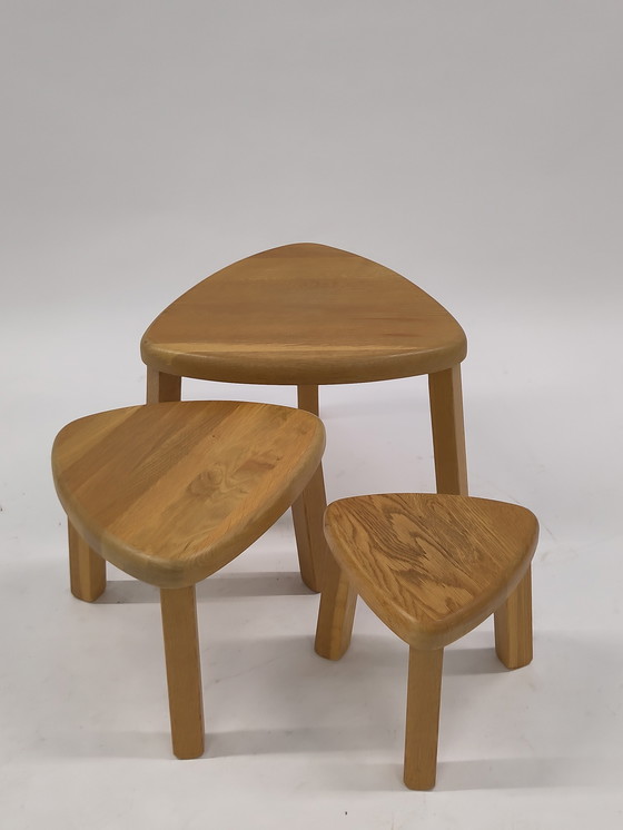 Image 1 of Tavolini brutalisti in legno di quercia